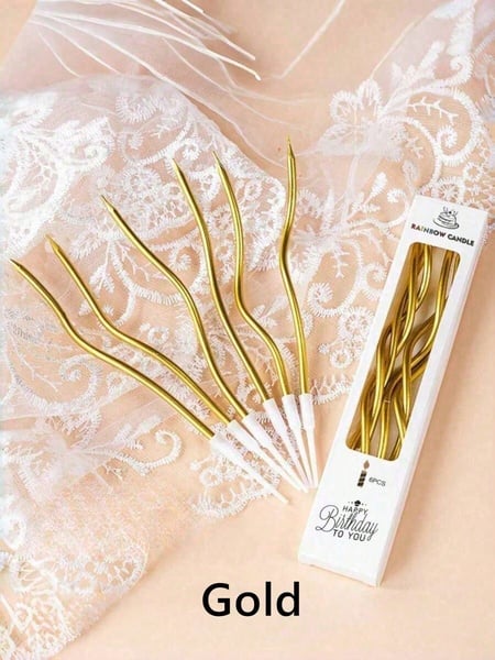 Gold Wavy Birthday Candles - 6pcs Box