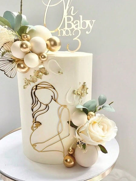 Pregnant Lady Line Art Acrylic Cake Charm