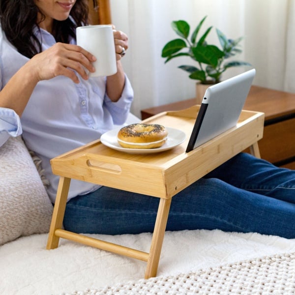 Foldable wooden Breakfast Tray – Bed Table, Laptop Desk & Serving Tray8