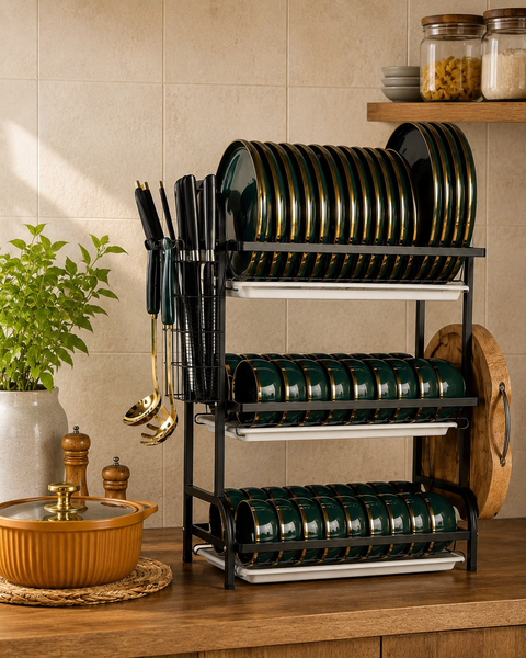 3-Tier Dish Drainer – Kitchen Space-Saving Organiser