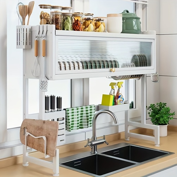 3-Tier Over-the-Sink Dish Rack with Protective Cover – Premium Kitchen Organiser
