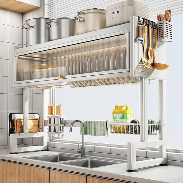 3-Tier Over-the-Sink Dish Rack with Protective Cover – Premium Kitchen Organiser