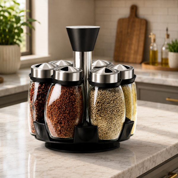 6-Piece Rotating Spice Rack Set – Kitchen Spice Organiser