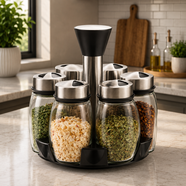6-Piece Rotating Spice Rack Set – Kitchen Spice Organiser