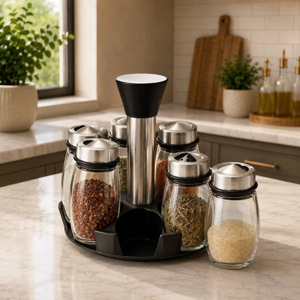 6-Piece Rotating Spice Rack Set – Kitchen Spice Organiser