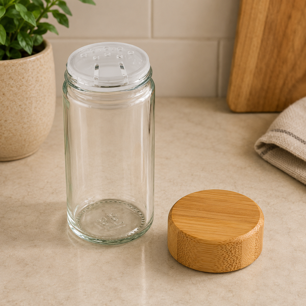 12 Jars Bamboo Spice Rack – 12 Glass Spice Jars