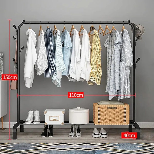 Single Rail Clothes Organiser with Shoe Shelf