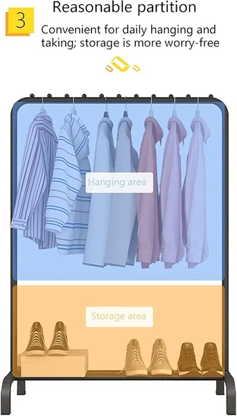 Single Rail Clothes Organiser with Shoe Shelf