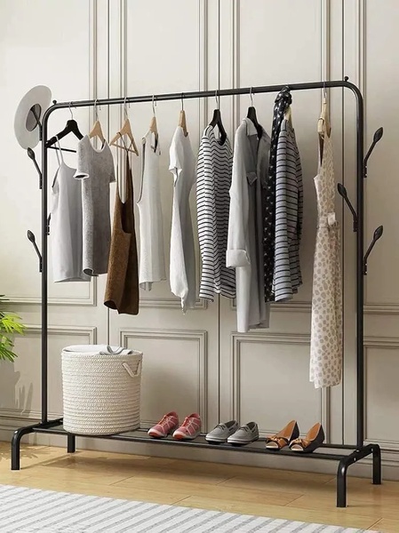 Single Rail Clothes Organiser with Shoe Shelf