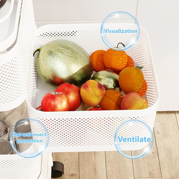 5-Tier Rotating Home Organiser (Square Basket Storage Cart with Wheels)