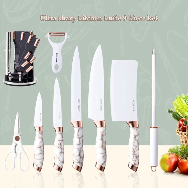 Luxury Knife Set with Rotating Acrylic Stand – Premium Kitchen Collection