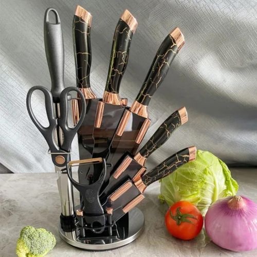 Luxury Knife Set with Rotating Acrylic Stand – Premium Kitchen Collection