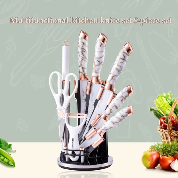 Luxury Knife Set with Rotating Acrylic Stand – Premium Kitchen Collection