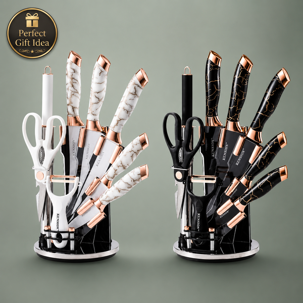 Luxury Knife Set with Rotating Acrylic Stand – Premium Kitchen Collection