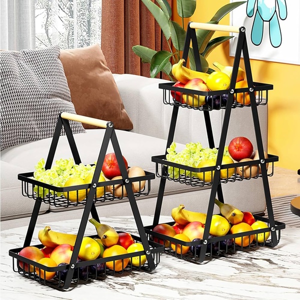 2-Tier Countertop Fruit & Storage Basket – Modern Home Organiser