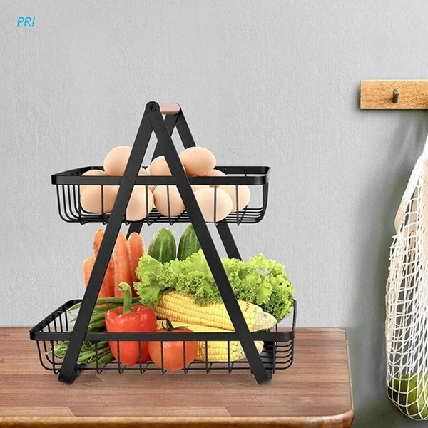 2-Tier Countertop Fruit & Storage Basket – Modern Home Organiser