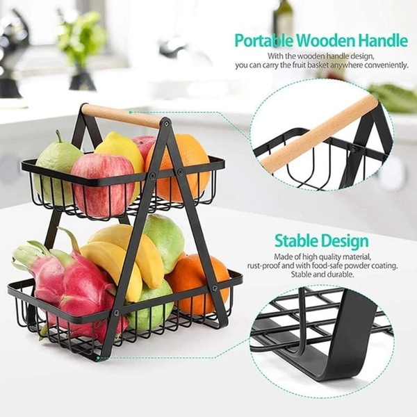 2-Tier Countertop Fruit & Storage Basket – Modern Home Organiser