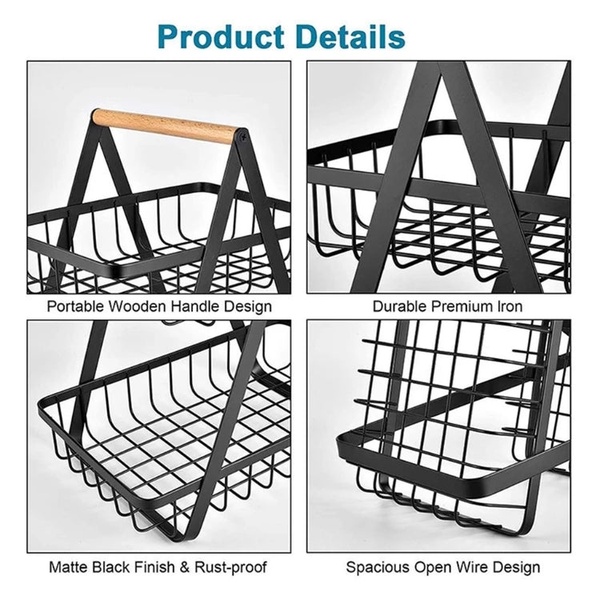 2-Tier Countertop Fruit & Storage Basket – Modern Home Organiser