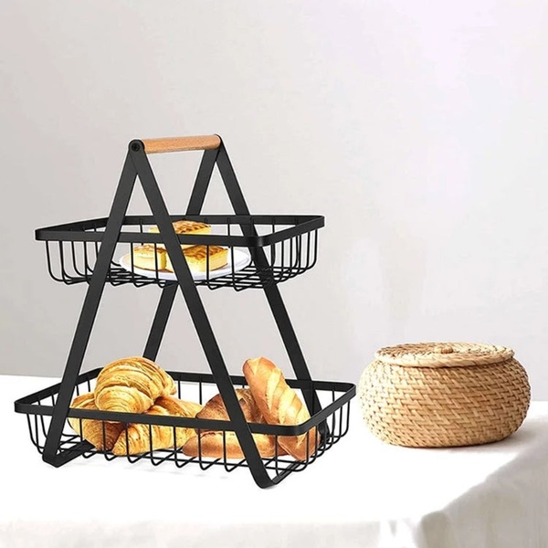 2-Tier Countertop Fruit & Storage Basket – Modern Home Organiser