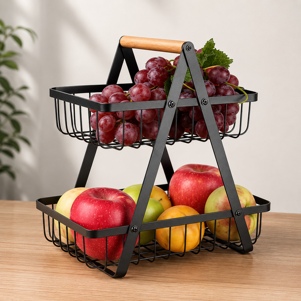 2-Tier Countertop Fruit & Storage Basket – Modern Home Organiser