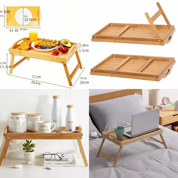 Foldable wooden Breakfast Tray – Bed Table, Laptop Desk & Serving Tray8