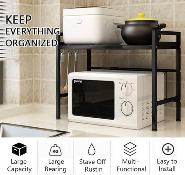 Adjustable Microwave Oven Rack – Kitchen Space-Saving Organiser