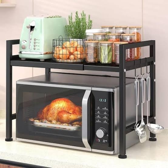 Adjustable Microwave Oven Rack – Kitchen Space-Saving Organiser