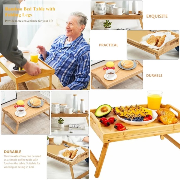 Foldable wooden Breakfast Tray – Bed Table, Laptop Desk & Serving Tray8