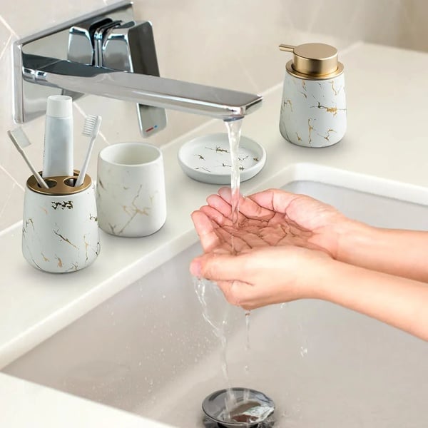 4-Piece Ceramic Bathroom Accessories Set – Elegant Bathroom Upgrade