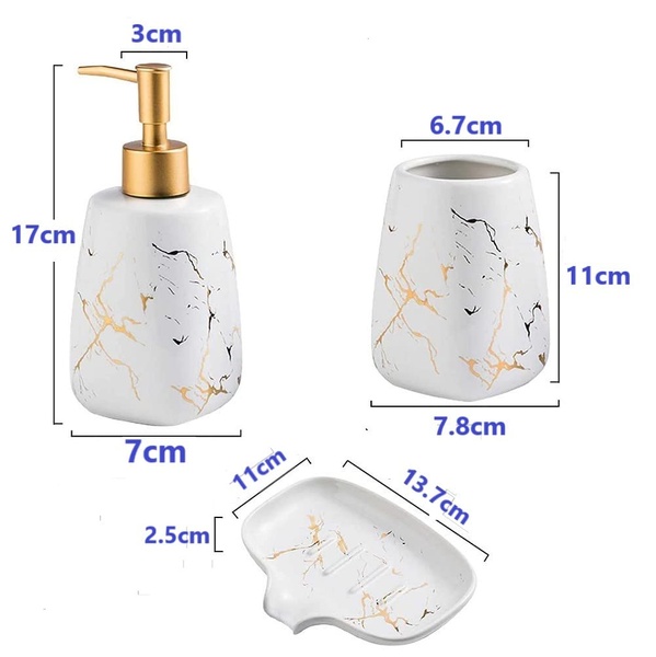 4-Piece Marble Bathroom Accessories Set – Luxury Bathroom Collection