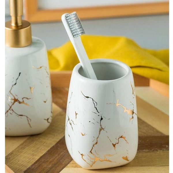 4-Piece Marble Bathroom Accessories Set – Luxury Bathroom Collection