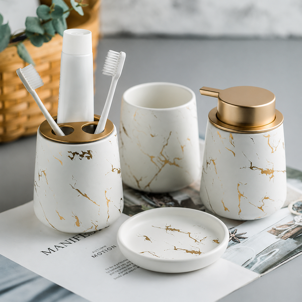 4-Piece Ceramic Bathroom Accessories Set – Elegant Bathroom Upgrade
