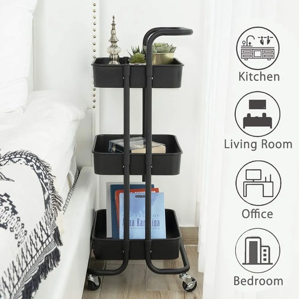 3-Tier Rolling Storage Cart – Multi-Purpose Home Organiser
