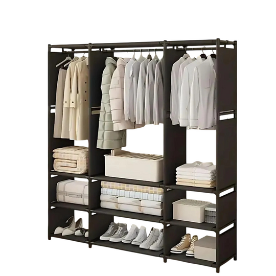 Triple Portable Wardrobe – Complete Bedroom Storage Organiser