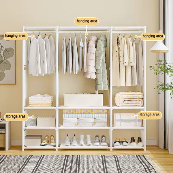 Triple Portable Wardrobe – Complete Bedroom Storage Organiser