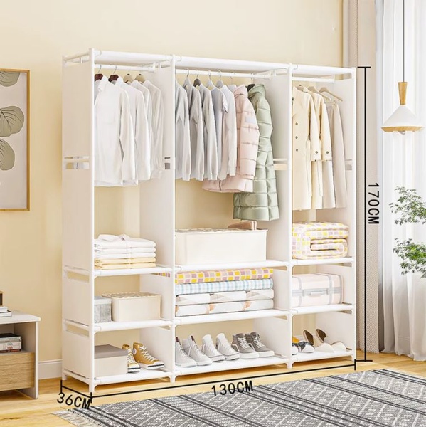 Triple Portable Wardrobe – Complete Bedroom Storage Organiser