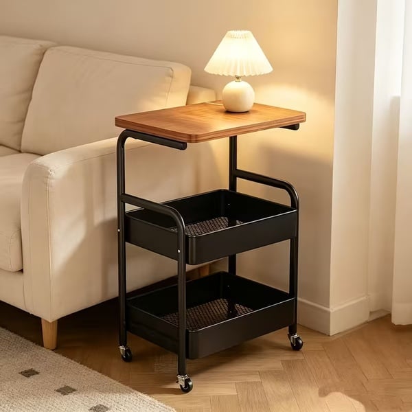 3-Tier Rolling Home Organiser with Wooden Top