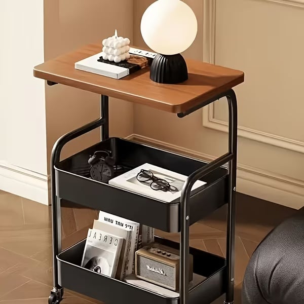 3-Tier Rolling Home Organiser with Wooden Top