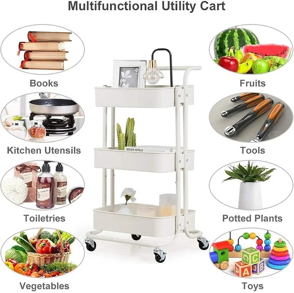 3-Tier Rolling Storage Cart – Multi-Purpose Home Organiser