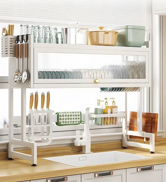 3-Tier Over-the-Sink Dish Rack with Protective Cover – Premium Kitchen Organiser