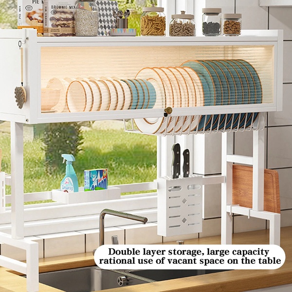 3-Tier Over-the-Sink Dish Rack with Protective Cover – Premium Kitchen Organiser