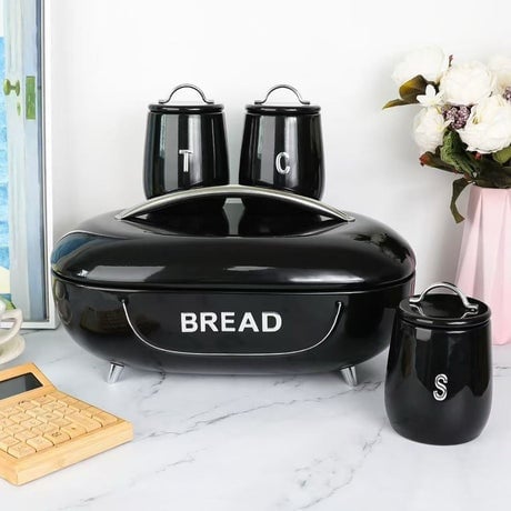 Premium 4-Piece Bread Bin & Canister Set – Premium Kitchen Collection
