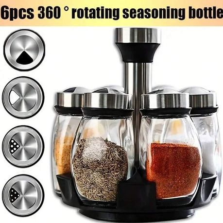 6-Piece Rotating Spice Rack Set – Kitchen Spice Organiser