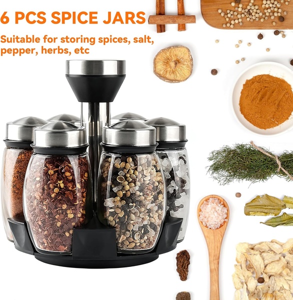 6-Piece Rotating Spice Rack Set – Kitchen Spice Organiser
