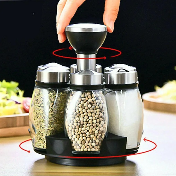 6-Piece Rotating Spice Rack Set – Kitchen Spice Organiser