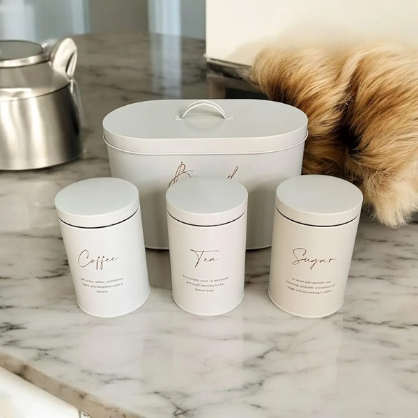 4-Piece Bread Bin & Canister Set – Modern Kitchen Collection
