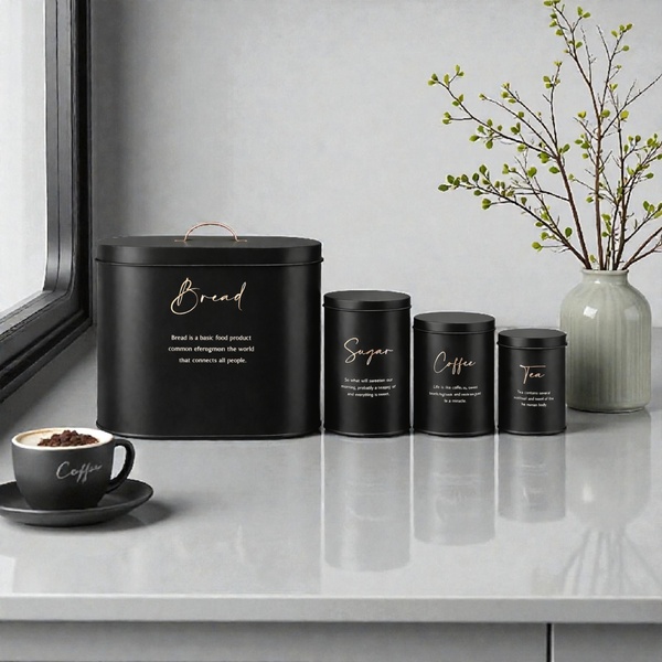 4-Piece Bread Bin & Canister Set – Modern Kitchen Collection