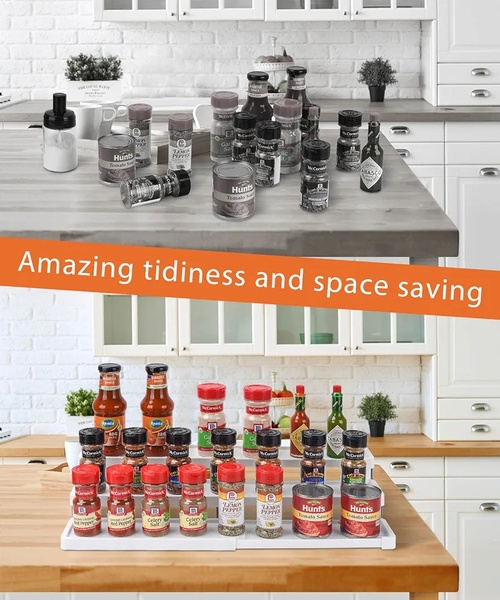 Expandable 3-Tier Cupboard Organiser – Perfect for Spices, Condiments & Everyday Essentials