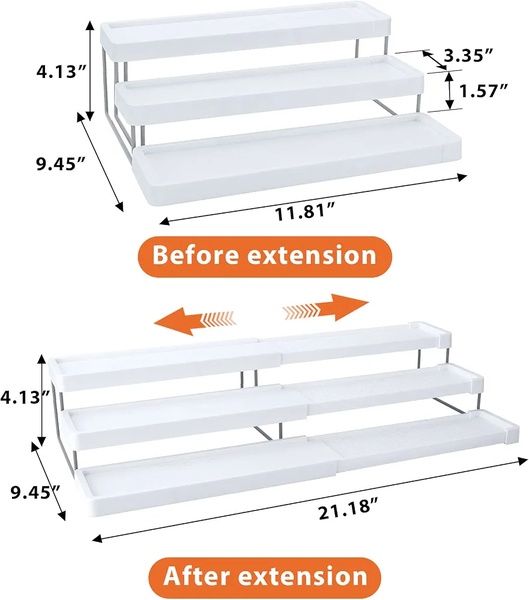 Expandable 3-Tier Cupboard Organiser – Perfect for Spices, Condiments & Everyday Essentials