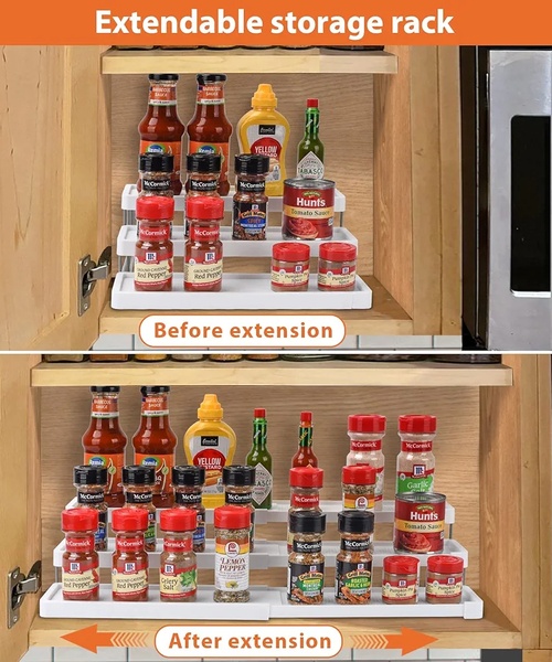 Expandable 3-Tier Cupboard Organiser – Perfect for Spices, Condiments & Everyday Essentials